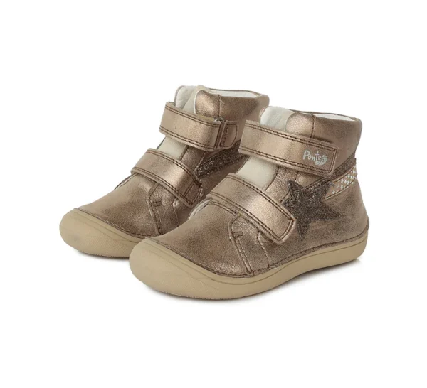 Ponte20 supinált lány bőrcipő. bronz színben csillag mintával