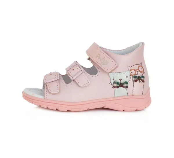 Ponte20 szupinált bőr szandál, oldalán cica díszítéssel