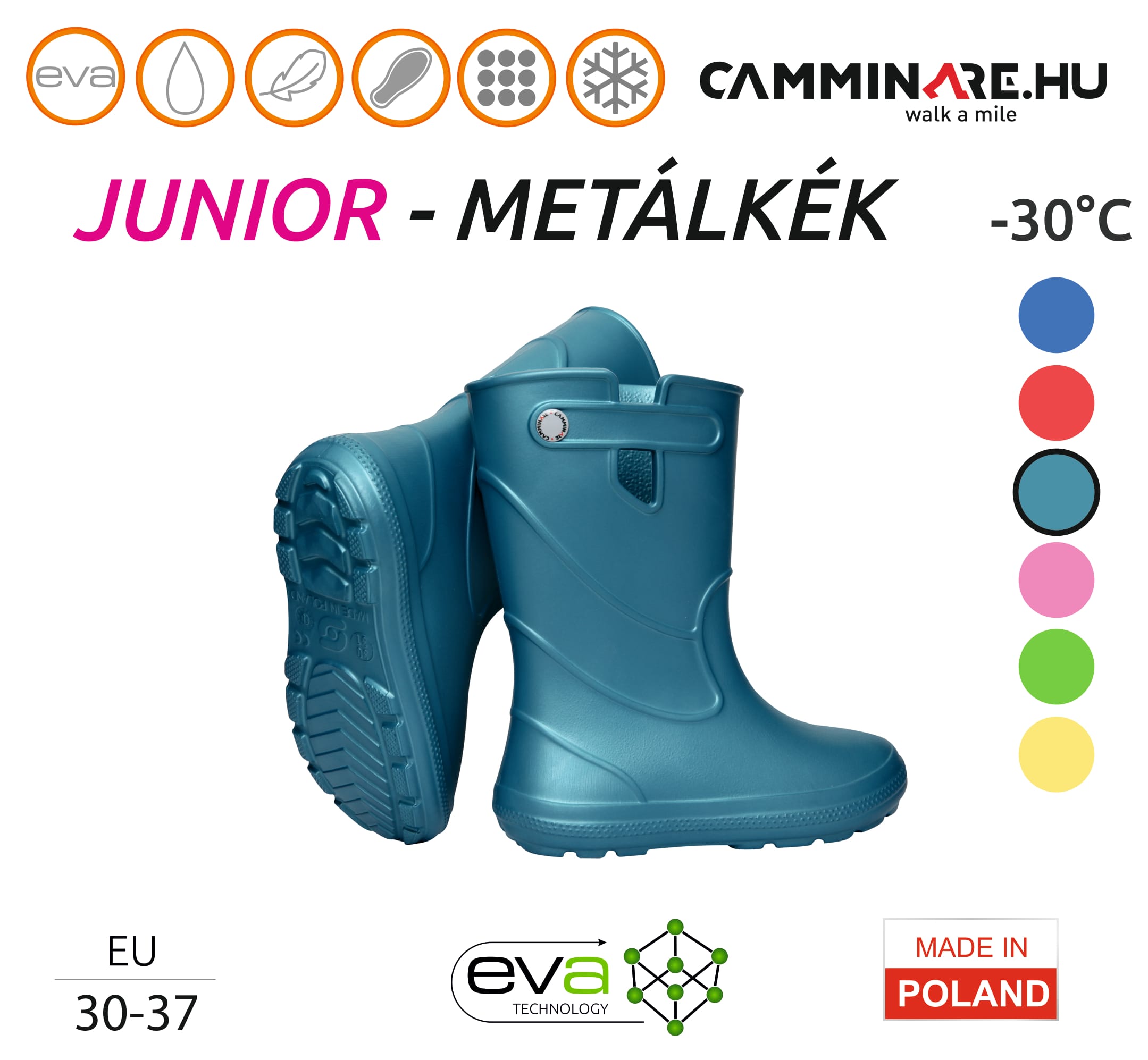 Camminare – Junior gyerekcsizma METÁLKÉK - Image 4