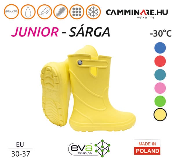 Camminare – Junior gumicsizma kivehető béléssel SÁRGA (-30°C)