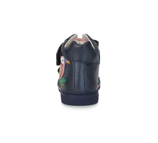 Ponte20 supinált lány bőrcipő – sötétkék, madár mintával