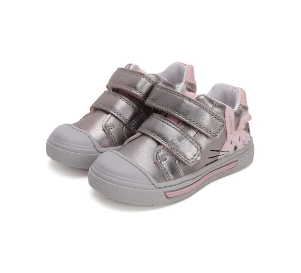 Ponte20 supinált lány bőrcipő – ezüst, nyuszis mintával