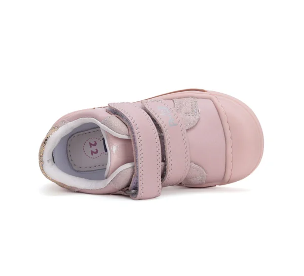 Ponte20 supinált lány bőrcipő – rózsaszín  virág és aranyszíves mintával