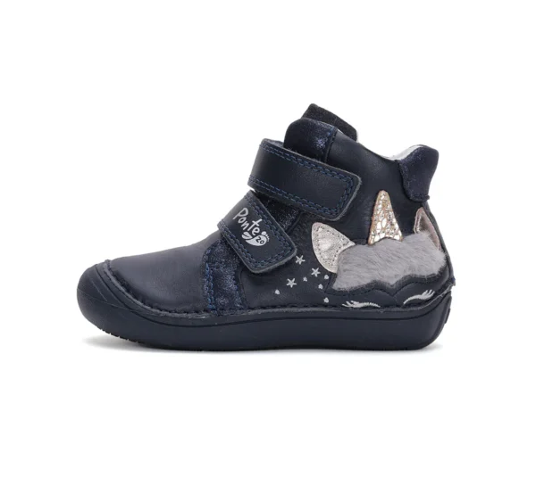 Ponte20 supinált lány bőrcipő – sötétkék unikornis mintával