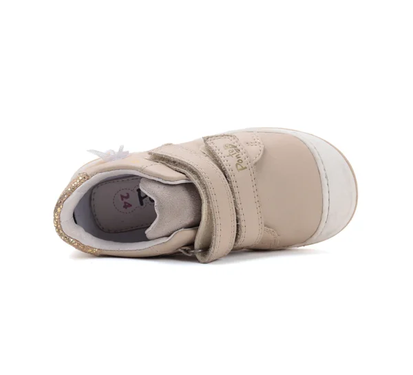 Ponte20 supinált lány bőrcipő – bézs, arany tündér mintával