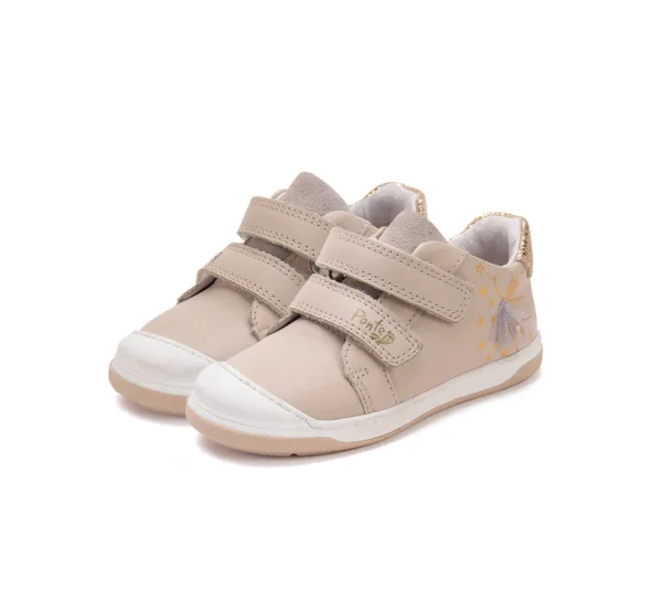 Ponte20 supinált lány bőrcipő – bézs, arany tündér mintával