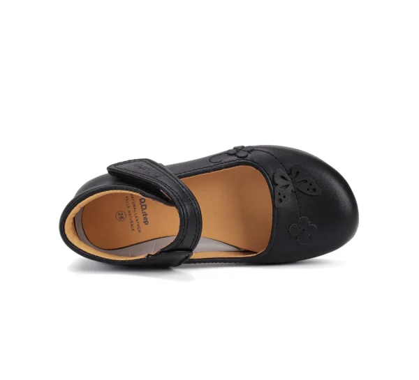 DD Step lány nyitott bőrcipő fekete pillangó mintávalDD Step nyitott fekete bőrcipő