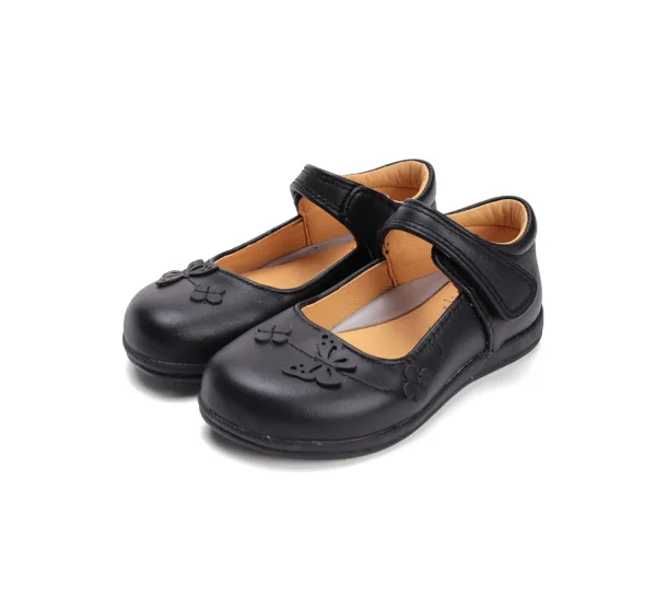 DD Step lány nyitott bőrcipő fekete pillangó mintávalDD Step nyitott fekete bőrcipő