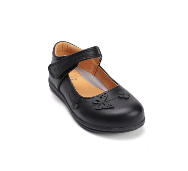 DD Step lány nyitott bőrcipő fekete pillangó mintávalDD Step nyitott fekete bőrcipő