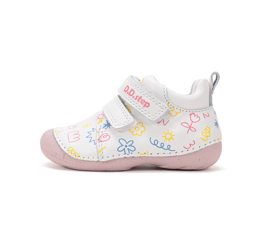 DD Step fehér bőr átmeneti kislány gyerekcipő