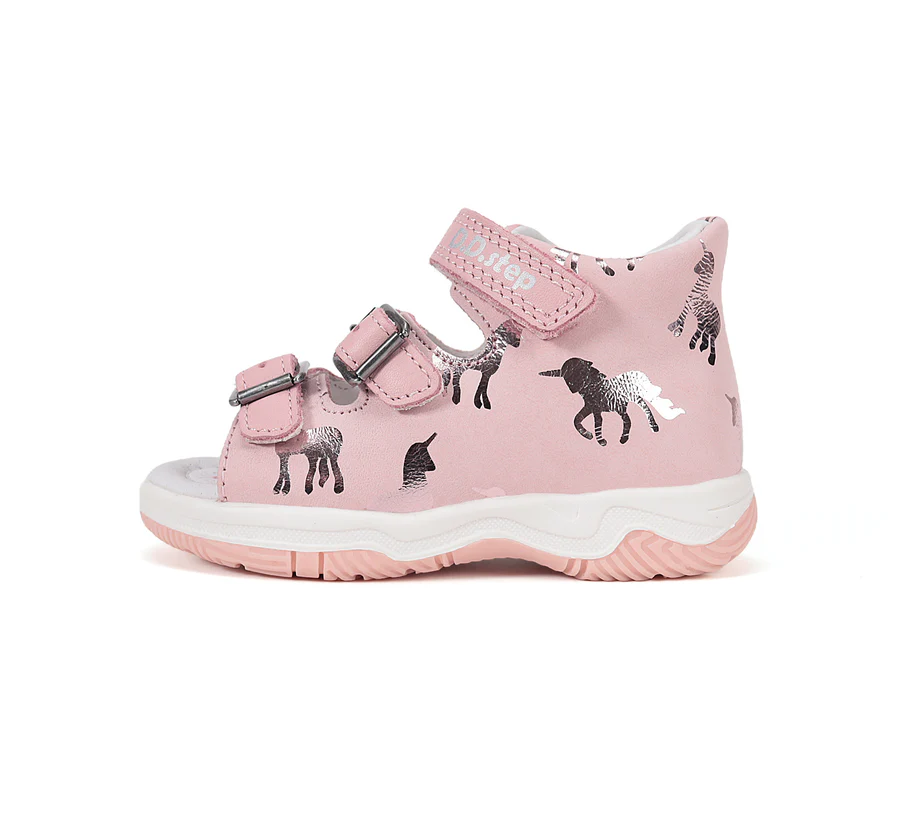 DD Step lány bőr szandál rózsaszín – unikornis mintás